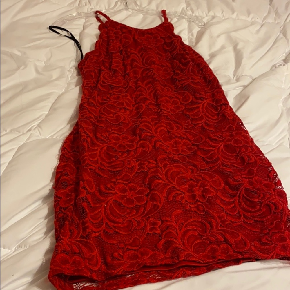 Red lace dress